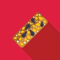 Nutritious cereal bar with dried fruits and nuts on red background vector