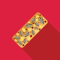 Protein bar with nuts, seeds, and dried fruits on red background vector
