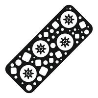 Black rectangular gasket with holes and star shapes for engine repairing vector