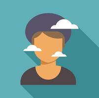 Young person dreaming with clouds representing thoughts and ideas vector