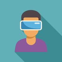Gamer wearing virtual reality headset experiencing metaverse simulation vector
