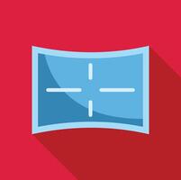 Curved screen showing crosshair targeting system on red background vector