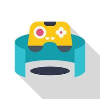 Vr gaming headset with controller, entering virtual world vector
