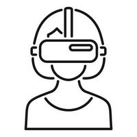 Woman wearing virtual reality headset experiencing augmented reality simulation vector