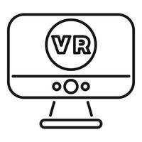Computer monitor displaying vr software interface and emitting light beams vector