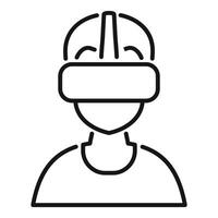 Architect wearing virtual reality headset exploring 3d model vector