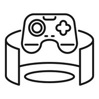 Vr controller floating above vr headset displaying virtual world vector
