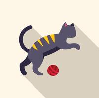 Playful cat jumping and playing with a ball of yarn vector
