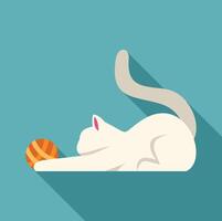 White cat playing with a ball of yarn vector