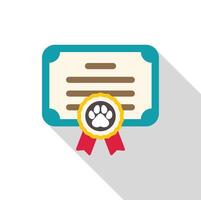 Pet certificate showing training completion and veterinary approval vector