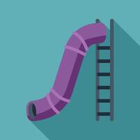 Purple playground slide with ladder standing on turquoise background vector