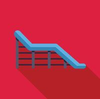 Blue playground slide casting a long shadow on a red background vector