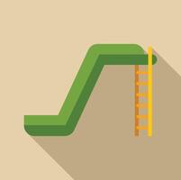 Green playground slide with yellow ladder inviting children to have fun vector