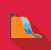 Waterslide with ladder on red background, summer fun and recreation vector