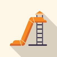 Orange playground slide with ladder and roof in flat design with long shadow vector