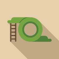 Green playground slide with ladder for children fun vector