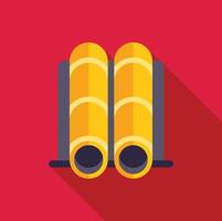 Two yellow pipes with rings transporting gas or oil on red background vector