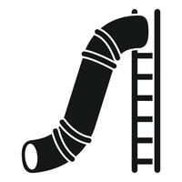 Playground slide with ladder, simple black and white icon for children's fun vector