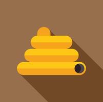 Stack of yellow industrial pipes creating a pyramid shape with long shadow vector