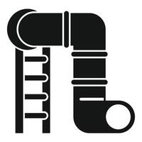 Playground slide with ladder, simple black and white icon for children's entertainment vector