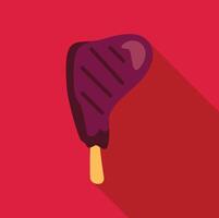 Grilled steak on bone resembling popsicle on red background vector
