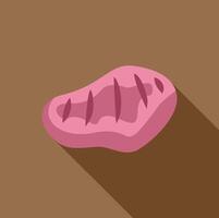 Grilled steak lying on brown background with long shadow vector