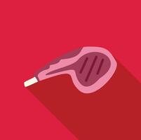 Grilled lamb chop resting on vibrant red background vector