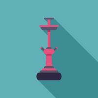 Pink hookah standing on turquoise background with long shadow vector