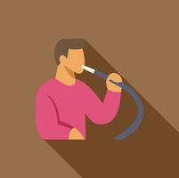 Man smoking hookah in a shisha bar, relaxing with flavored tobacco vector