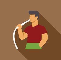 Man drinking yerba mate using a bombilla straw vector