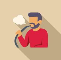 Bearded man smoking hookah with long shadow vector