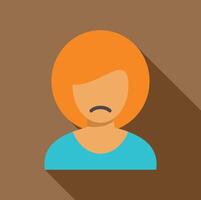 Sad woman showing displeasure with frowning expression vector