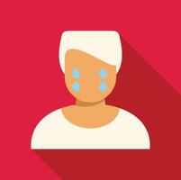 Sad person crying with tears falling down face vector