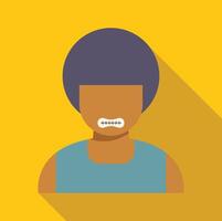Man showing zipped mouth on yellow background vector