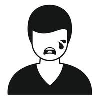Crying man with tears running down his face showing sadness and despair vector