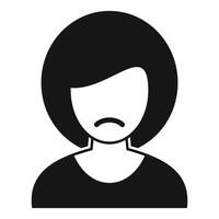 Sad woman showing displeasure with frowning expression icon vector