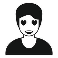 Young man showing love with heart shaped eyes and smiling face vector