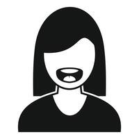 Woman speaking with open mouth and showing tongue icon vector