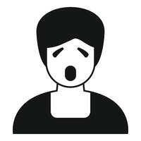 Young man yawning with open mouth and closed eyes, feeling tired and sleepy vector