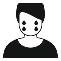 Sad person crying with tears falling from eyes vector