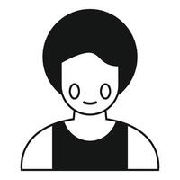 Smiling boy with afro hairstyle wearing tank top, simple avatar icon vector