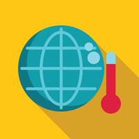 Global warming measuring planet temperature with thermometer icon vector