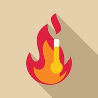 Thermometer showing high temperature with fire burning behind vector