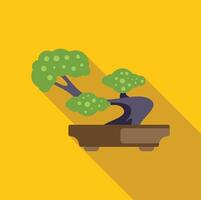 Bonsai tree growing in a pot with yellow background vector