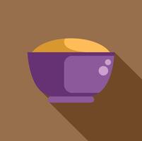 Purple bowl containing delicious couscous in flat design with long shadow vector