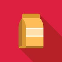 Packaging design featuring a closed paper bag on red background vector
