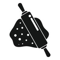 Rolling pin flattening dough, bakery icon in simple style vector