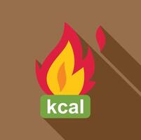 Burning kilocalories, energy and heat representing calorie measurement with fire vector