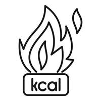 Burning kilocalories symbol with fire and kcal text representing energy consumption vector