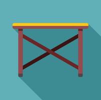Folding table with crossed legs and yellow tabletop on turquoise background vector